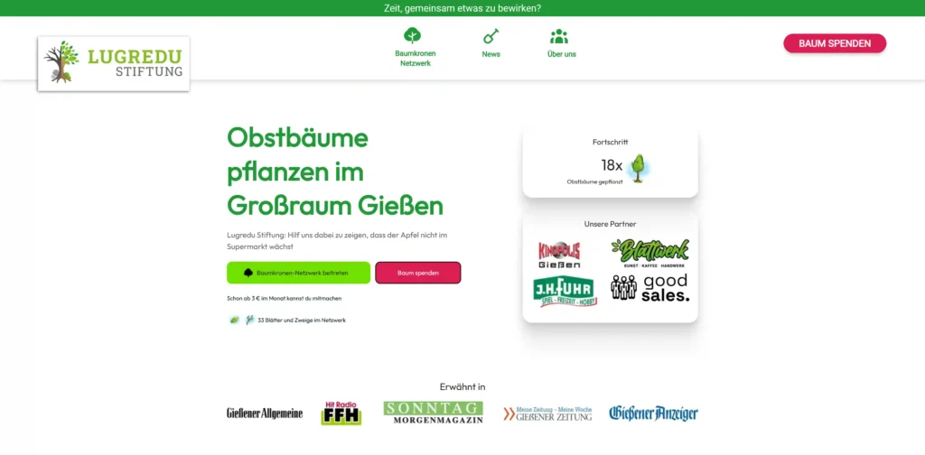 Website der Lugredu Stiftung