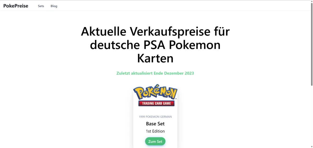Archivierte Website PokePreise